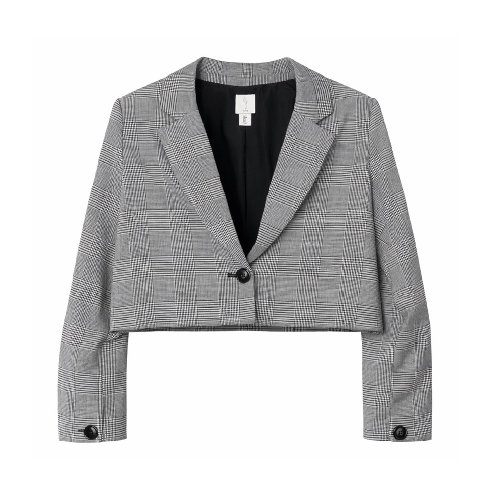 Joie Gray Plaid Cropped Blazer